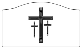 DASHELL-517-BK-WT Black 3 Crosses White Background